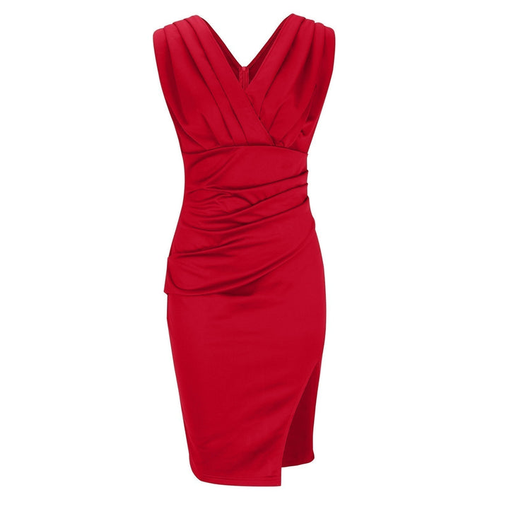 Maud™ | Elegant V-Neck Slit Dress