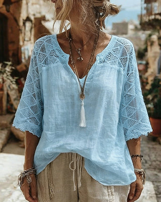 Mariela | Blouse with V-Neck and Lace Detail