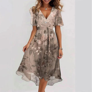 ELIRA | Women's Casual Printed V-Neck Dress