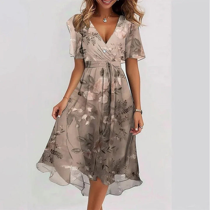 ELIRA | Women's Casual Printed V-Neck Dress
