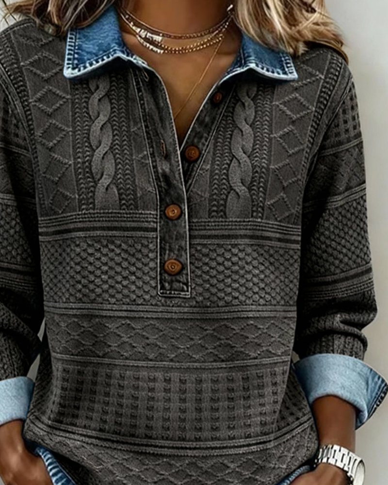 DOLORES™ | Trendy Sweatshirt with Half Button and Collar