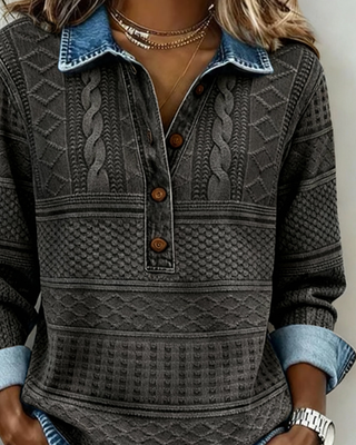 DOLORES™ | Trendy Sweatshirt with Half Button and Collar