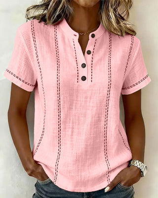 Marisela | Casual T-Shirt with V-Neck Button