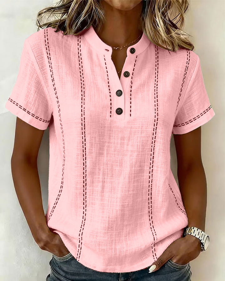 Marisela | Casual T-Shirt with V-Neck Button
