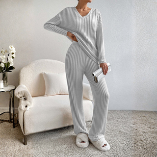 ENLINS™ - Casual Long-Sleeve V-Neck Top and Pants Set