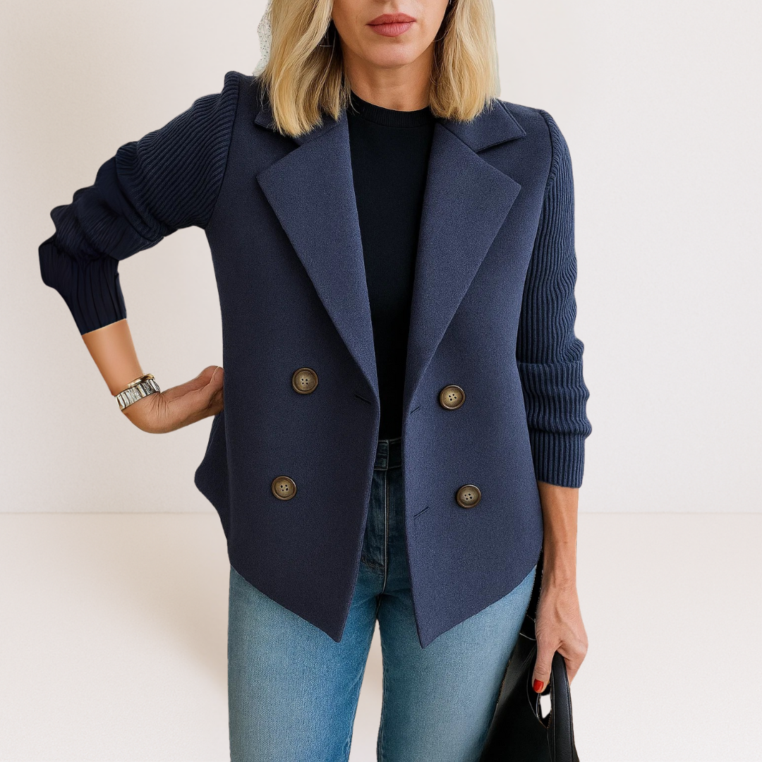 Feyrinna | Elegant Knit-sleeve Jacket