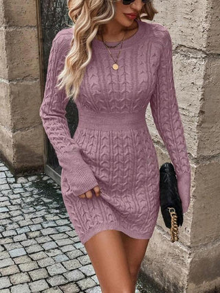 ALVA™ - Cable Knit Bodycon Sweater Dress with Round Neck for Fall & Winter