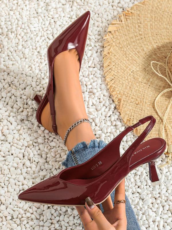 AMIRA™ - Women's PU Leather Slingback Heels Simple Solid Colour Pointed Toe Pumps