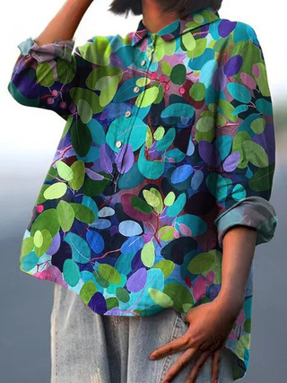 Adriana | Summer Forest Art Printed Women's Casual Shirt