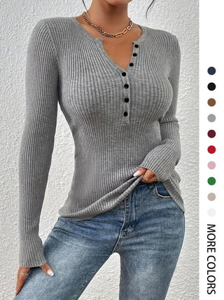 SHASHA™ - Elegant Chic Slim Fit Long-Sleeve Round Neck Tops