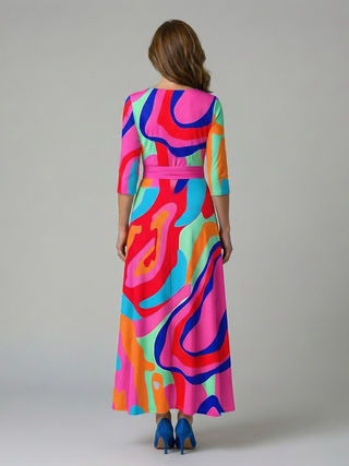 Celine | Cross Wrap Neck Midi Dress