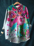 Skylar | Vintage Lovely Floral Art Print Casual Shirt