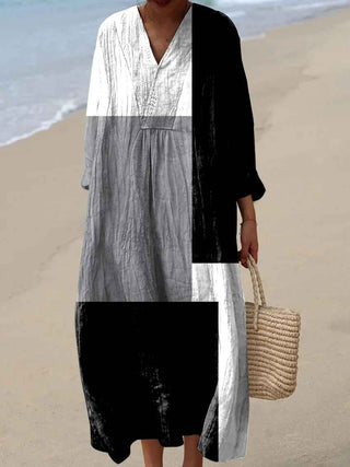Retro Geometric Print Dress for Women