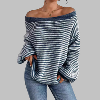 SURI™ - Casual Striped Drop Shoulder Long-Sleeve Sweater