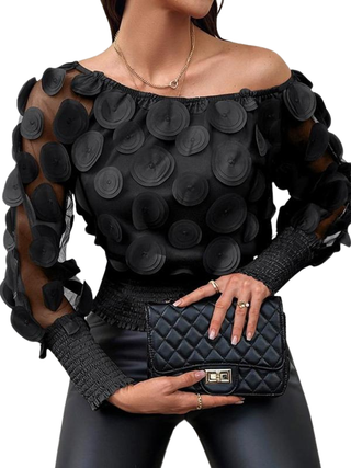 GWYN™ - Sheer Bishop Sleeve Blouse with Soft Shirred Detail