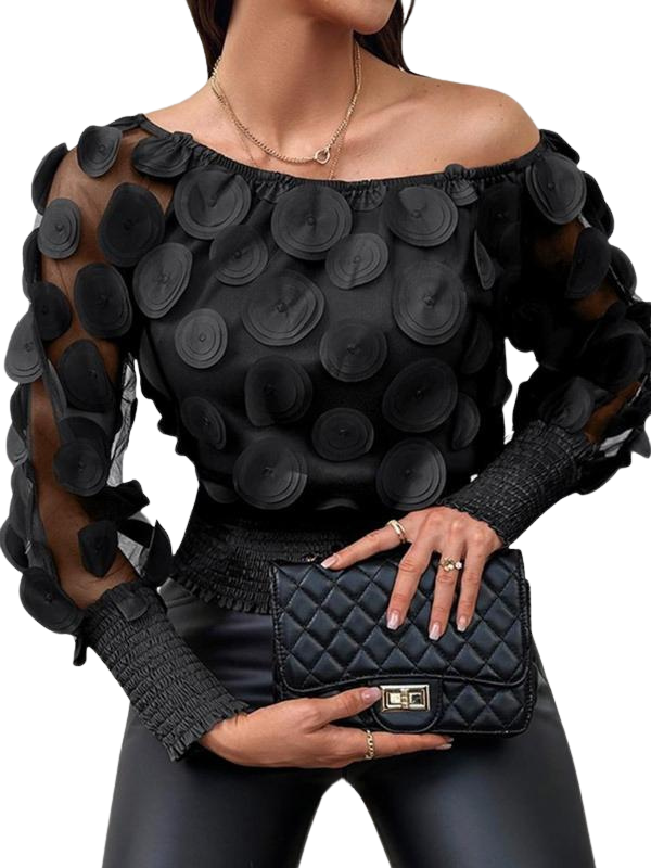 GWYN™ - Sheer Bishop Sleeve Blouse with Soft Shirred Detail