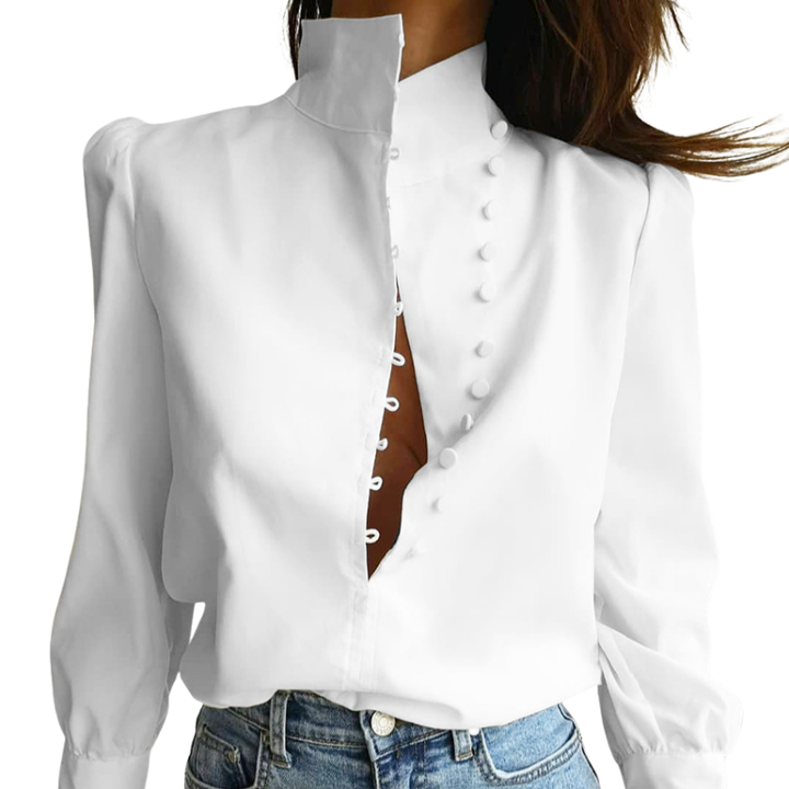 ELIZA™ - Elegant Long-Sleeve Button Front Shirt