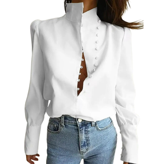 ROXIE™ - Elegant Long-Sleeve Stand Collar Shirt