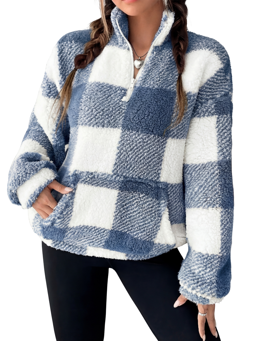 HILARY™ - Casual Plaid Half-Zip Pullover
