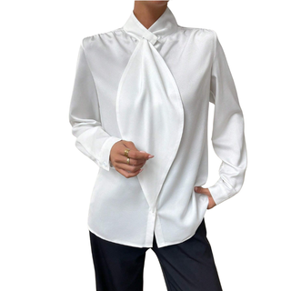 JANELA™ - Sophisticated Long-Sleeve High Neck Blouse