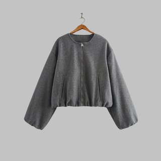 OVALIE™ - Chic Long-Sleeve Zipper Crop Top Jacket