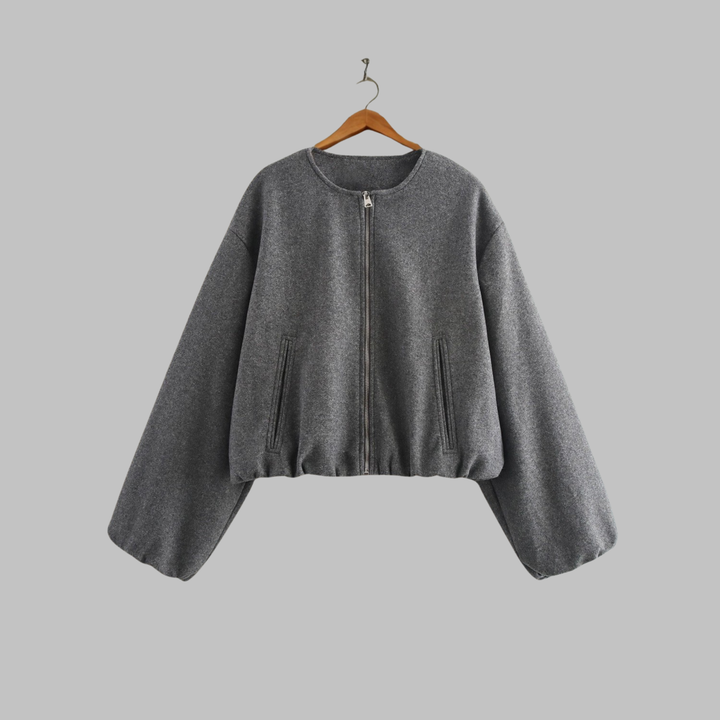 OVALIE™ - Chic Long-Sleeve Zipper Crop Top Jacket