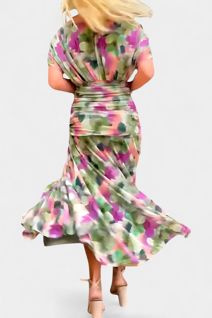 FLORENDA™ | Long Floral V-Neck Dress