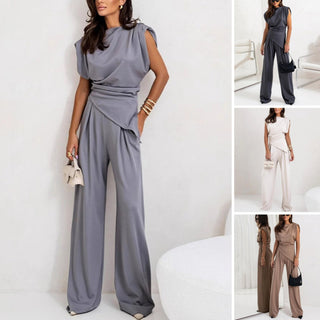 Sienna | Draped Top and Wide-Leg Trousers Two-Piece Set