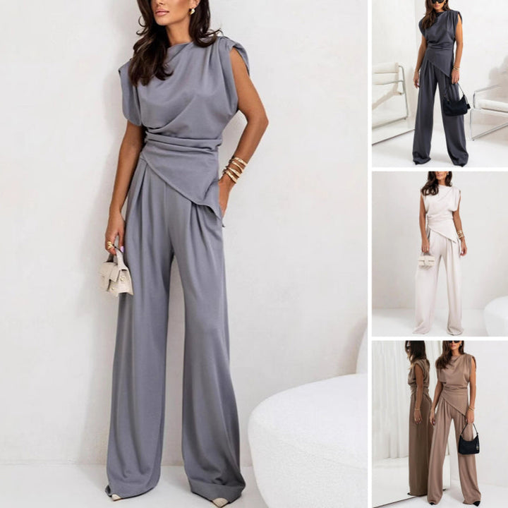 Sienna | Draped Top and Wide-Leg Trousers Two-Piece Set