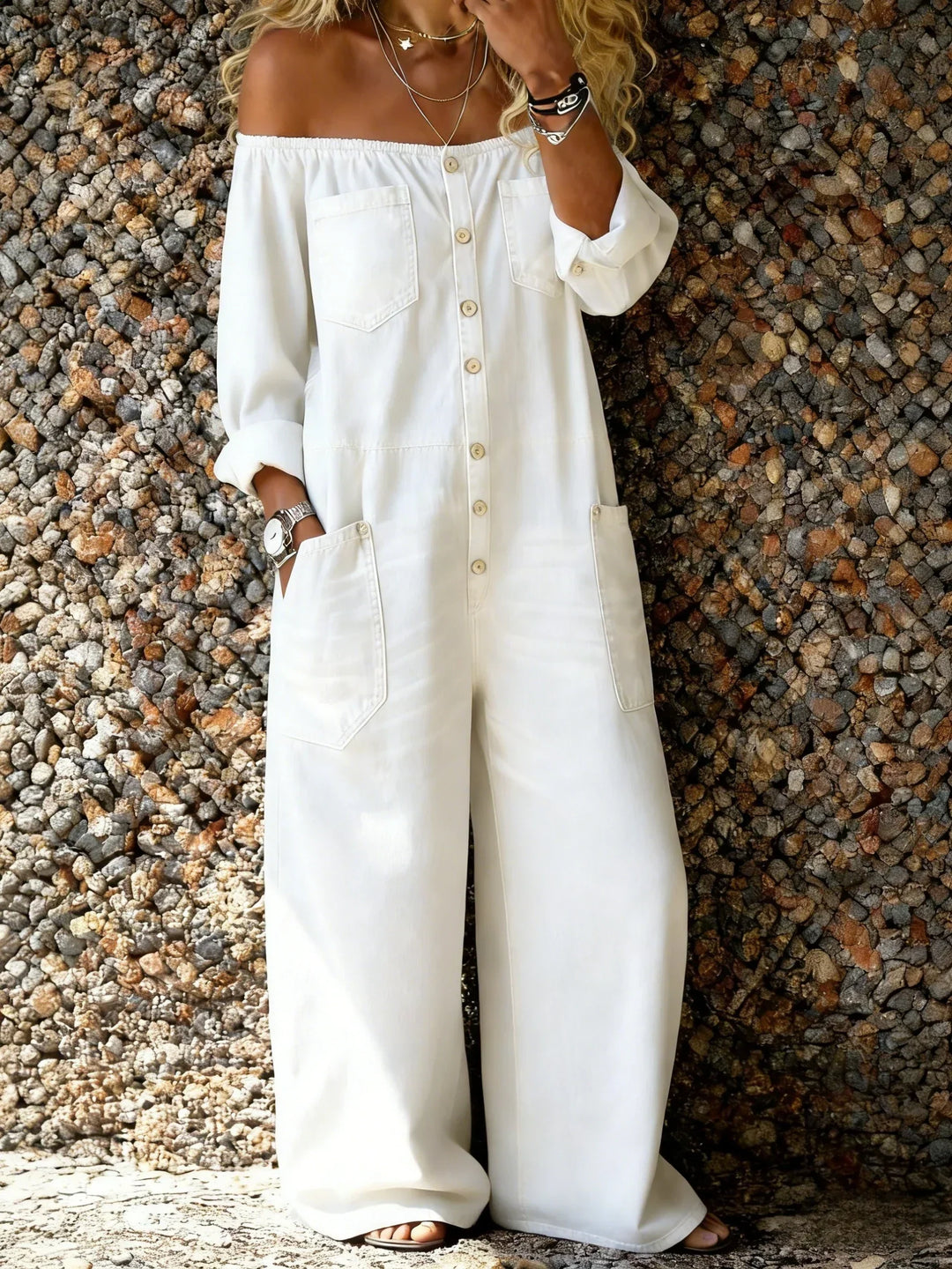 VERITY | Off-Shoulder Soft-Touch Jumpsuit