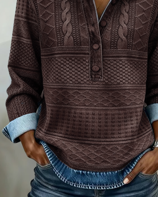 DOLORES™ | Trendy Sweatshirt with Half Button and Collar