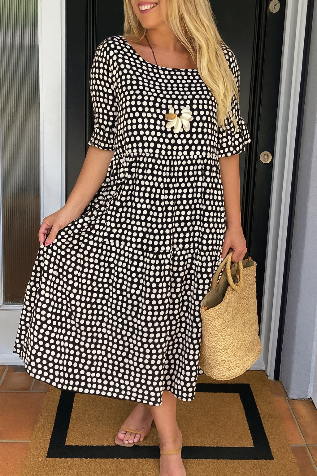 IRIS™ | Sable Short-Sleeve Midi Dress