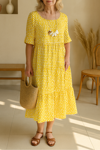 IRIS™ | Sable Short-Sleeve Midi Dress