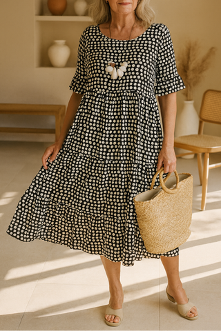 IRIS™ | Sable Short-Sleeve Midi Dress