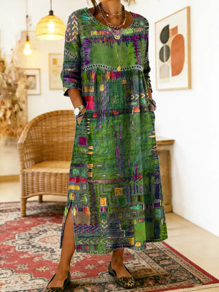 AYLINA | Women's Ethnic Patchwork Print Dress