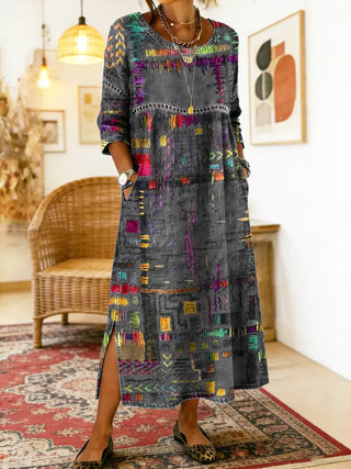 AYLINA | Women's Ethnic Patchwork Print Dress