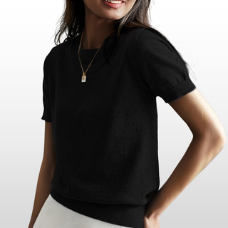 Leny - Relaxed Fit Short-Sleeve Round Neck Knit Top