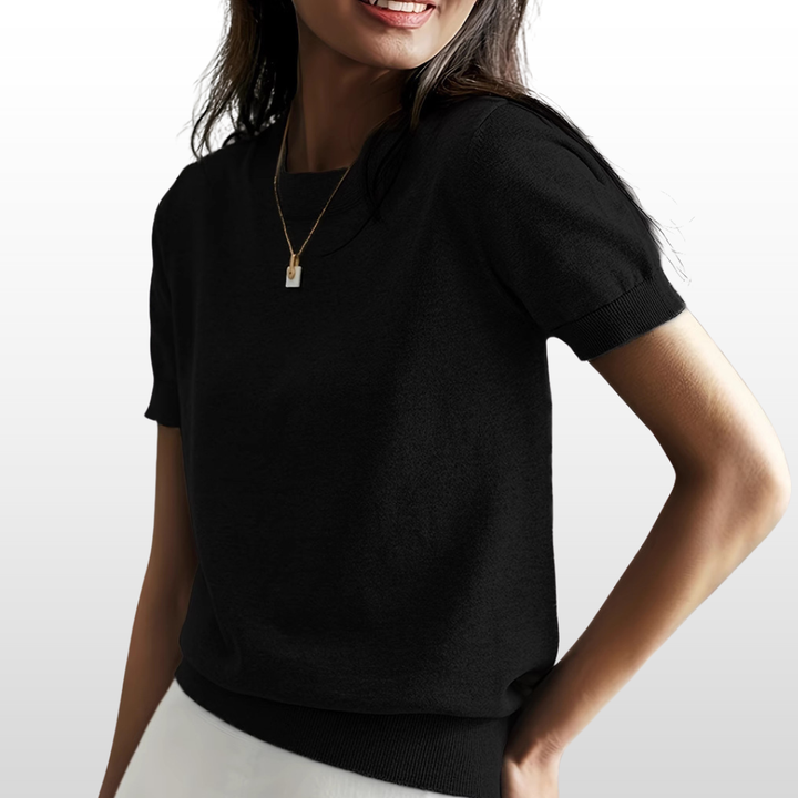 Leny - Relaxed Fit Short-Sleeve Round Neck Knit Top