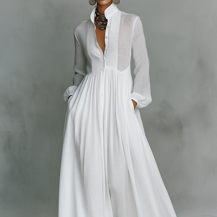 SERENA™ | Flowing Button-Front Maxi Dress