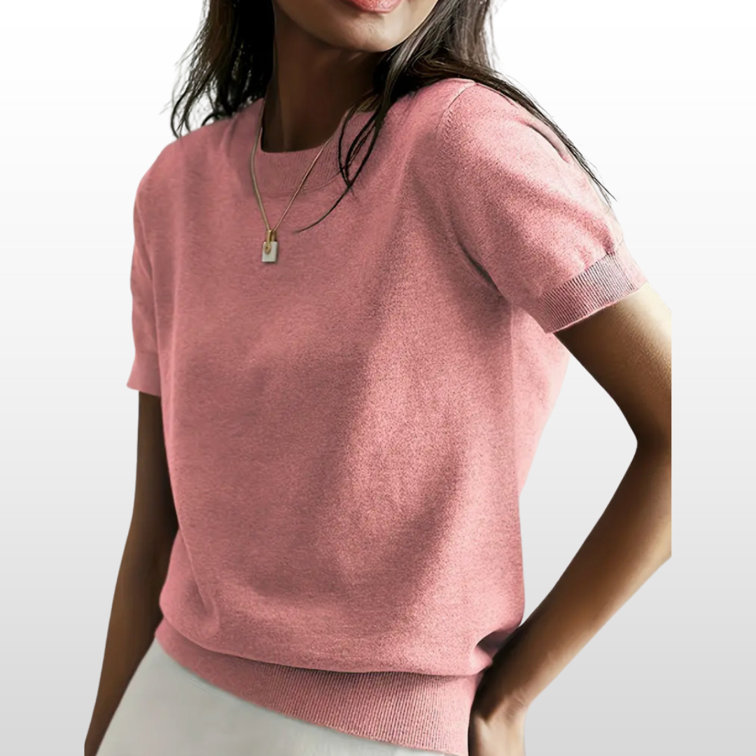 Leny - Relaxed Fit Short-Sleeve Round Neck Knit Top