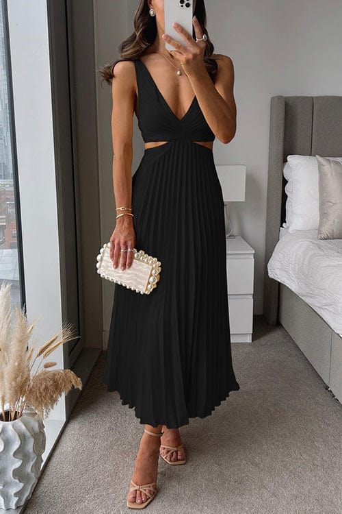 SANNE™ | Elegant Pleated Midi Dress
