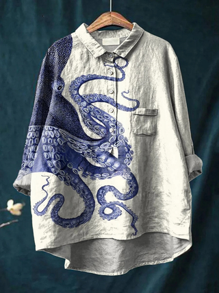 Elissa | Women's Deep Sea Octopus Tentacles Art Print Casual Shirt