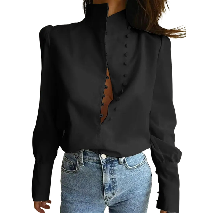 ROXIE™ - Elegant Long-Sleeve Stand Collar Shirt