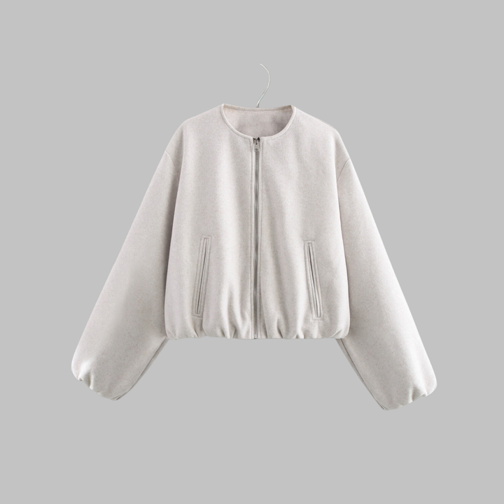 OVALIE™ - Chic Long-Sleeve Zipper Crop Top Jacket