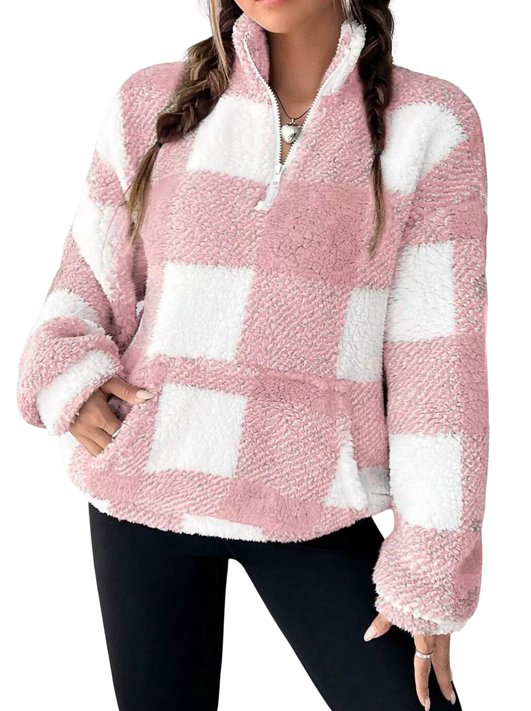 HILARY™ - Casual Plaid Half-Zip Pullover