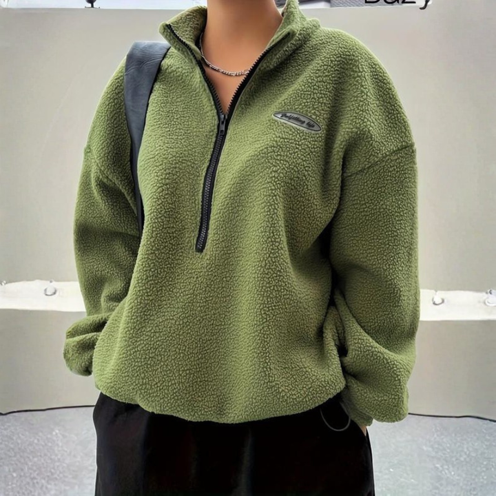 AVALANNA™ - Comfy Fuzzy Half-Zip Long-Sleeve Sweatshirt