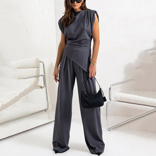 Sienna | Draped Top and Wide-Leg Trousers Two-Piece Set
