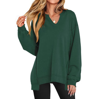 GENEVA™ - Casual Lightweight V-Neck Oversized Long-Sleeve Sweatshirt