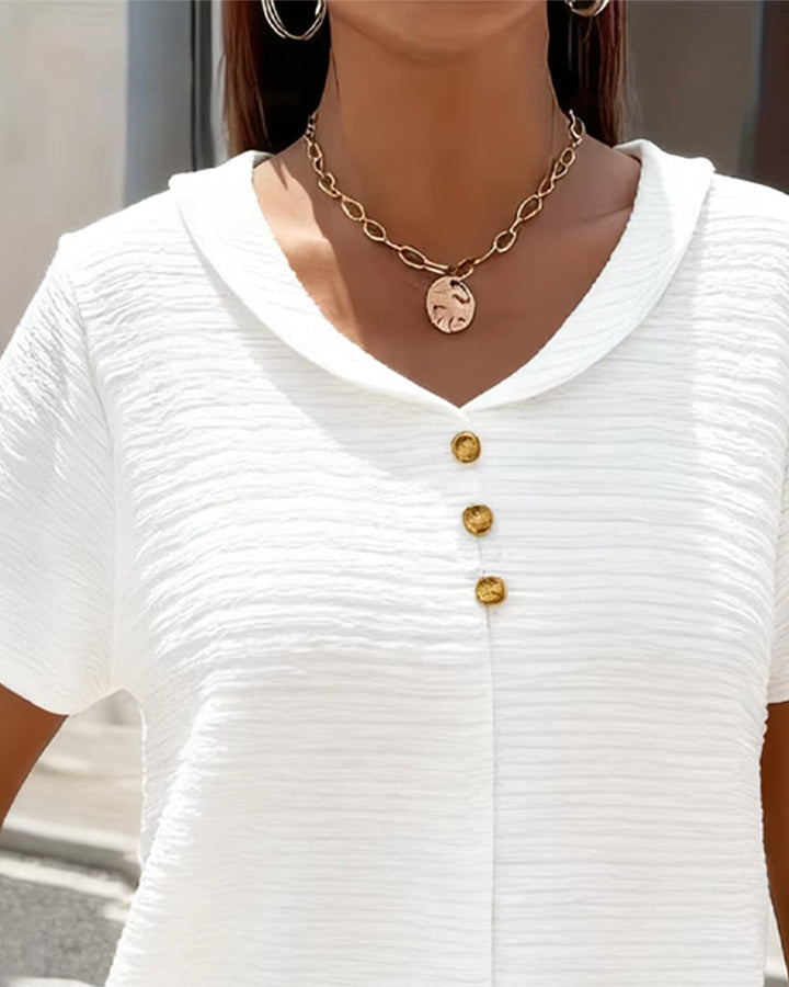 Marina | Peter Pan Collar T-Shirt with Buttons