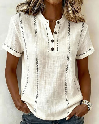 Marisela | Casual T-Shirt with V-Neck Button